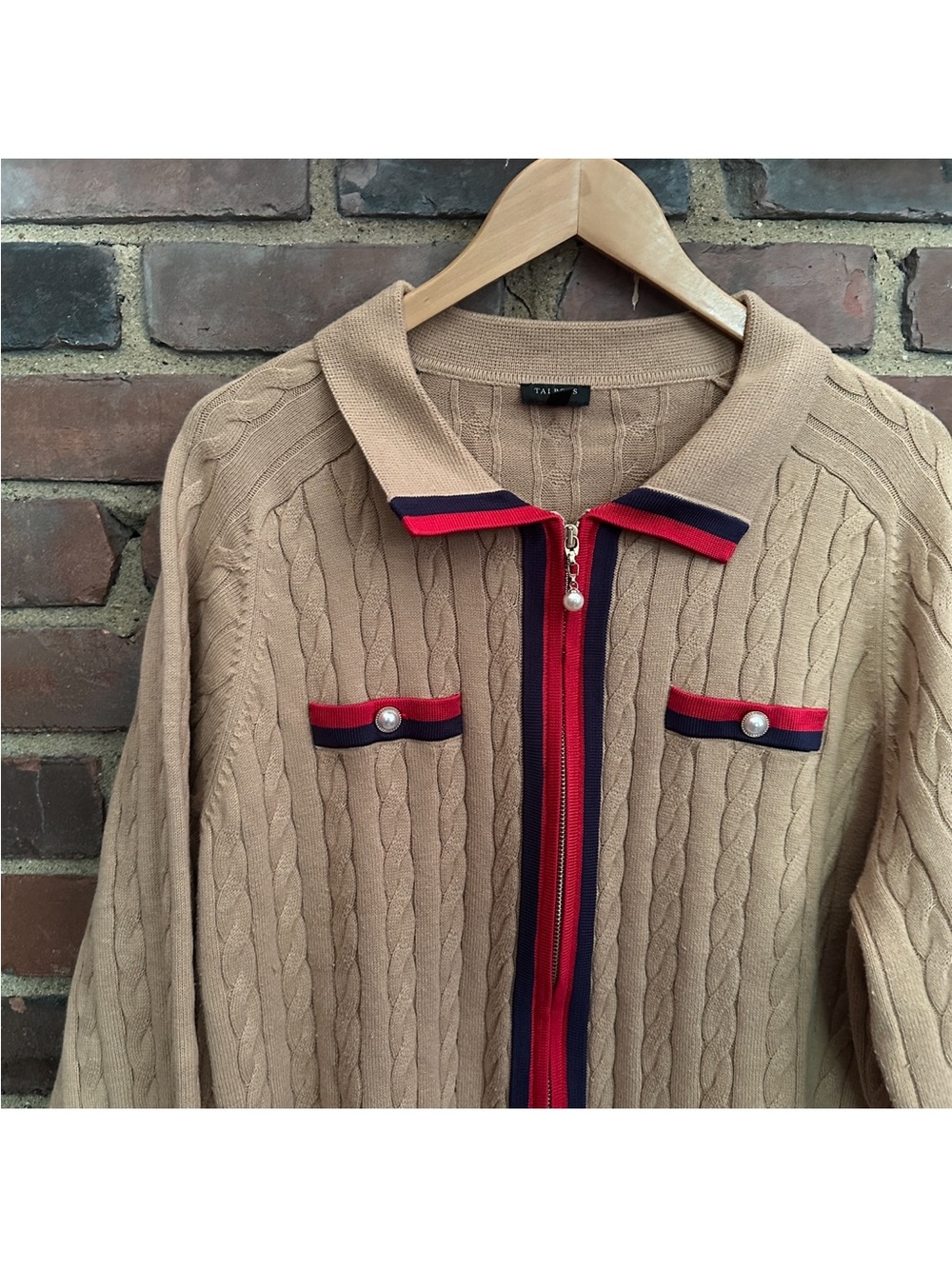 TALBOTS cable knit zip sweater jacket cotton blend 2X